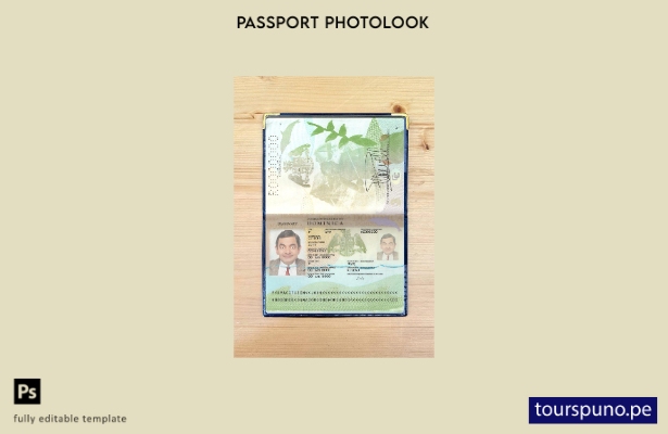 listo para imprimir pasaporte de Dominica nueva plantilla de aspecto fotográfico